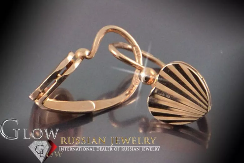 Boucles d'oreilles élégantes vintage en or rose 14 carats 585 sans pierres ven187