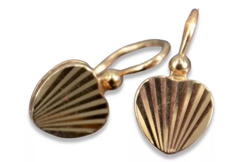 "Vintage 14K 585 Rose Pink Gold Leaf Earrings - Original, No Stones" ven187