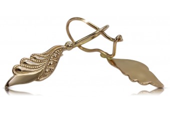 Elegante Vintage-Blatt Ohrringe aus 14K Roségold ohne Steine ven195