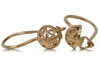 "Vintage Inspired 14K Rose Gold 585 Flower Earrings - No Stones" ven197