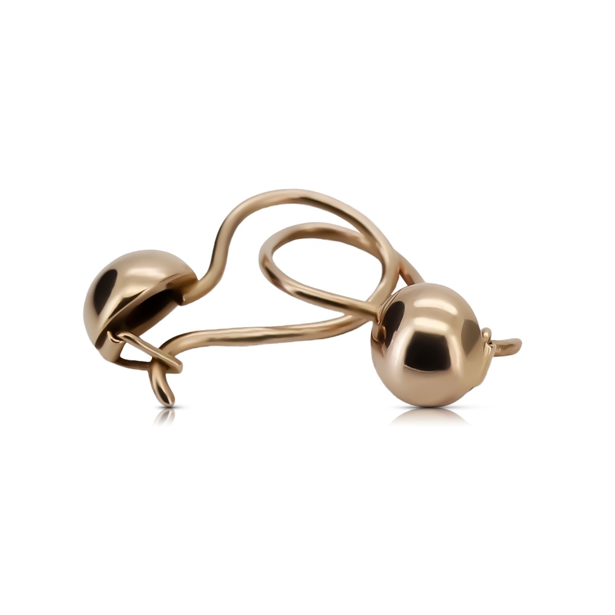 "Originales Vintage-Roségold aus 14 Kara, 585 Gold, Ball Ohrringe" ven199