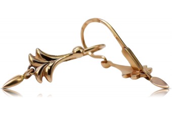 Bijoux vintage: Boucles d'oreilles feuille en or rose 14 carats 585, pas de pierres ven209