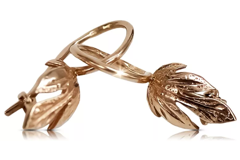 "Original Vintage 14K Rose Gold Leaf Earrings without Stones" ven210