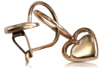 Autentyczne Vintage Serce Kolczyki Wykonane z 14k Różowego Złota Bez Kamieni ven212
