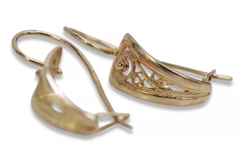 "Vintage Roségold 14k 585 Gold Ohrringe im Blatt-Design, Keine Steine, Original" ven232