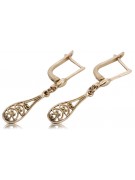 "Elegantes Aretes de Hoja en Oro Rosa Antiguo 14k 585 Estilo Vintage" ven239