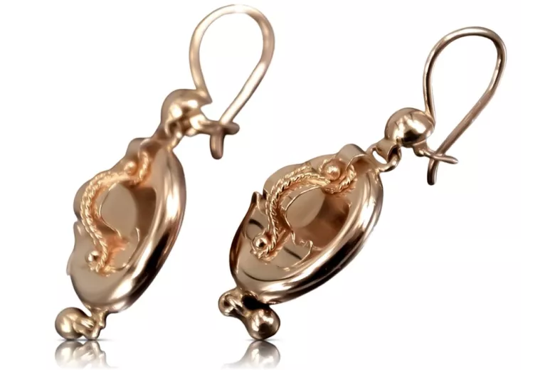 Aretes Originales de Oro Rosa Antiguo de 14k Sin Piedras ven244