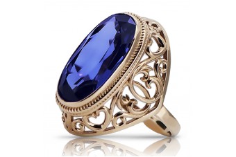 Silver 925 Rose Gold Plated sapphire Ring vrc184rp Vintage
