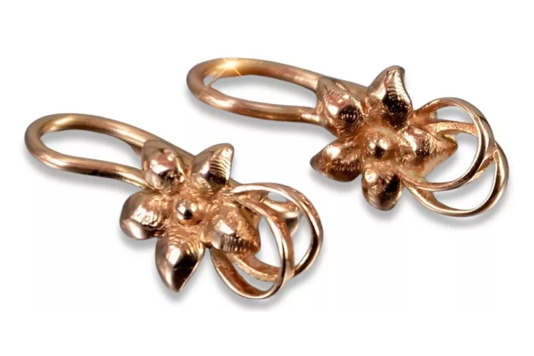 Bijoux rares : Or rose 14 carats vintage d'origin, Boucles d'oreilles sans pierres ven267