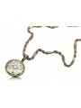 Złoty medalik Grecka droga 14k 585 z łańcuszkiem Corda Figaro cpn020yw&cc004y8g