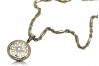 Greek style pendant & Corda Figaro 14k gold chain cpn020yw&cc004y8g