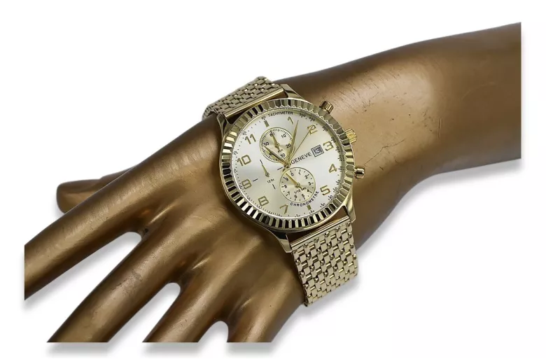 Montre femme en or avec bracelet unisexe 14k 585 Geneve mw007y&mbw013y-f