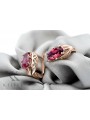 Luxury 585 Gold Ruby Earrings in Rose Pink Hue vec141