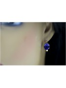 Original Vintage Sapphire Earrings in 14K Rose Gold: Russian Soviet Era Jewelry vec003