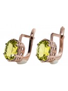 "Aretes Clásicos de Peridoto Amarillo y Oro Rosa 14k, Estilo Soviético Ruso Vintage vec003" style