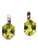 "Aretes Clásicos de Peridoto Amarillo y Oro Rosa 14k, Estilo Soviético Ruso Vintage vec003" style