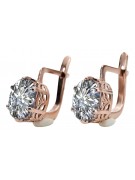 Zircon élégant avec boucles d'oreilles vintage en or rose 14 carats d'origine russe soviétique vec003 style