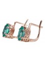 14K Rose Gold Vintage Russian Soviet Emerald Earrings vec003