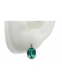 Émeraude et or rose 14 carats 585 vec003, Boucles d'oreilles vintage de l'ère soviétique russe style