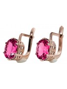 Classic 14K Rose Pink Gold Ruby Earrings - Vintage Russian Soviet Style vec003