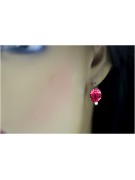 "Rubis Élégants en Or Rose 14 carats 585, Boucles d'oreilles Vintage Russe Soviétique vec003" style
