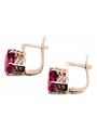 Classic 14K Rose Pink Gold Ruby Earrings - Vintage Russian Soviet Style vec003