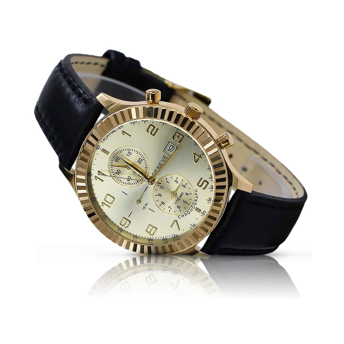 Złoty zegarek męski 14k 585 z czerwonego różowego złota Geneve mw007r