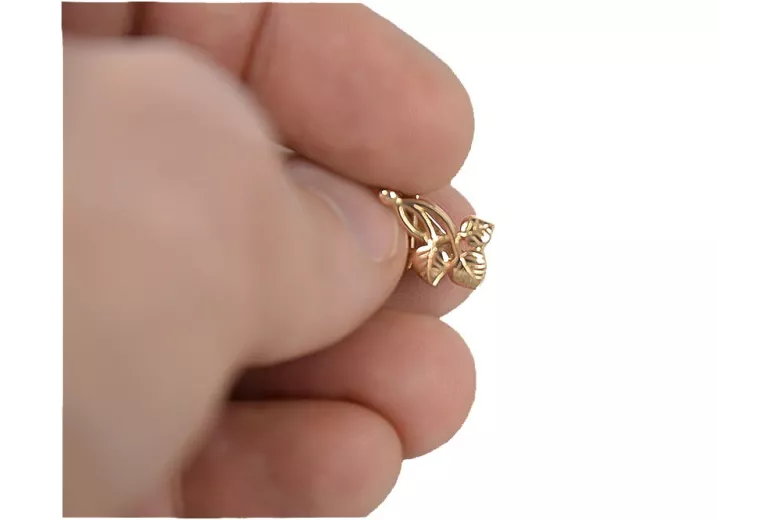 "No Stone Original Vintage 14K Rose Gold Leaf Earrings" ven039