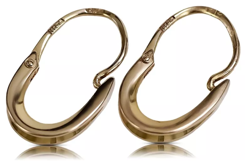 Винтажные серьги-кольца из розового золота 14 карат без вставок ven095