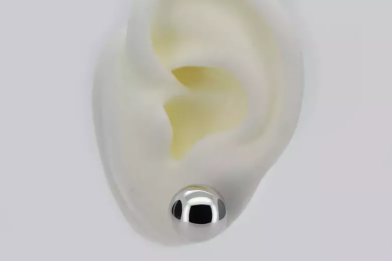"Boucles d'oreilles en or blanc italien 14k avec Citrin en forme de clé et de boule" cec022w
