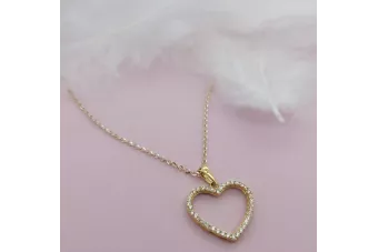 Yellow 14k gold heart pendant 585 with Anchor chain cpc046y&cc003yw