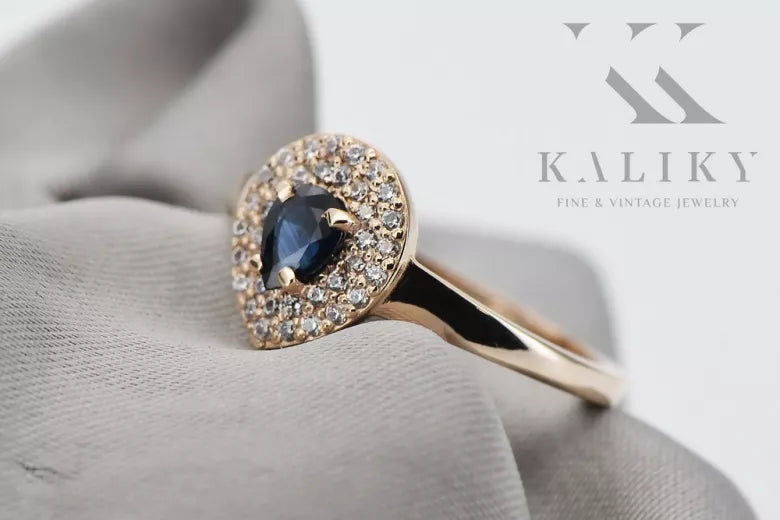 14K Ring Sapphire Original Rose Gold crc011r