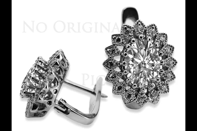 14k white gold 585 settings earrings vec125w Vintage vec125w-st