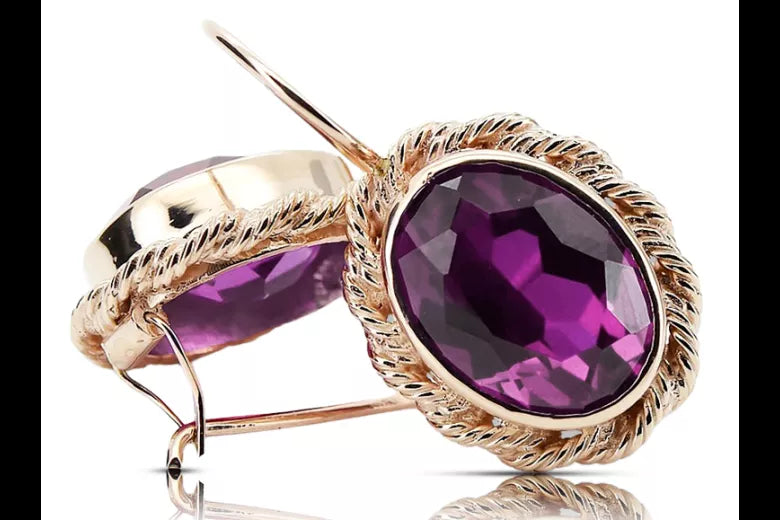 Amethyst Original 14K Rose Gold earrings Vintage Jewlery vec007r