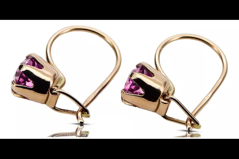 Amethyst Original Vintage 14K Rose Gold Earrings Vintage craft vec056r