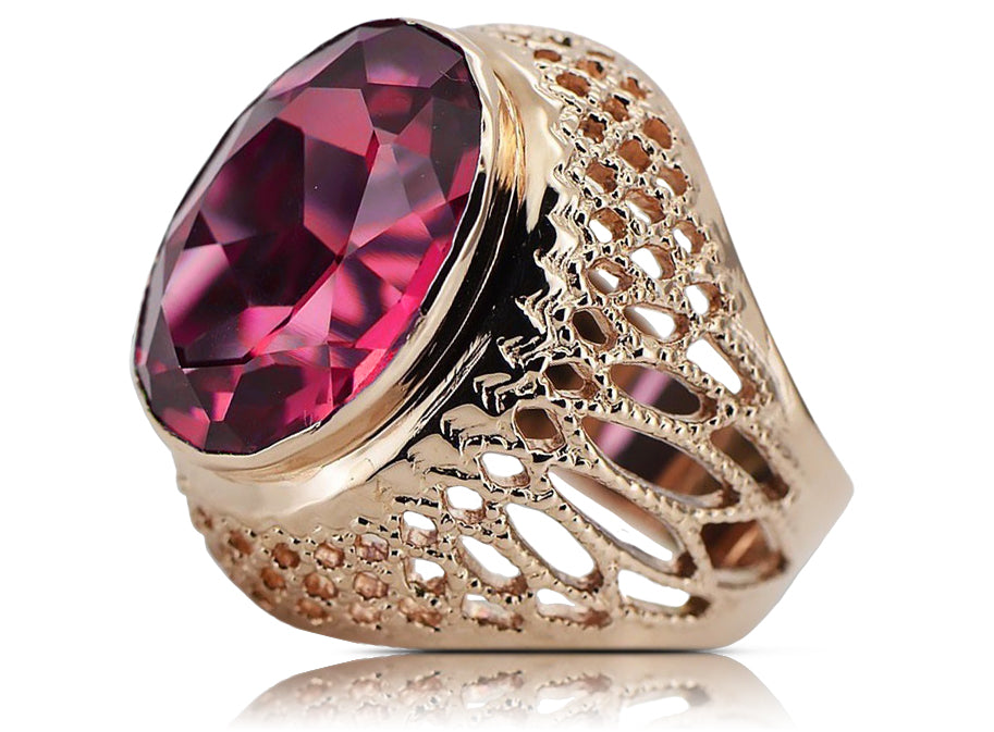 Silver 925 Rose Gold Plated Ruby Ring vrc089rp Vintage vrc089rp-rb