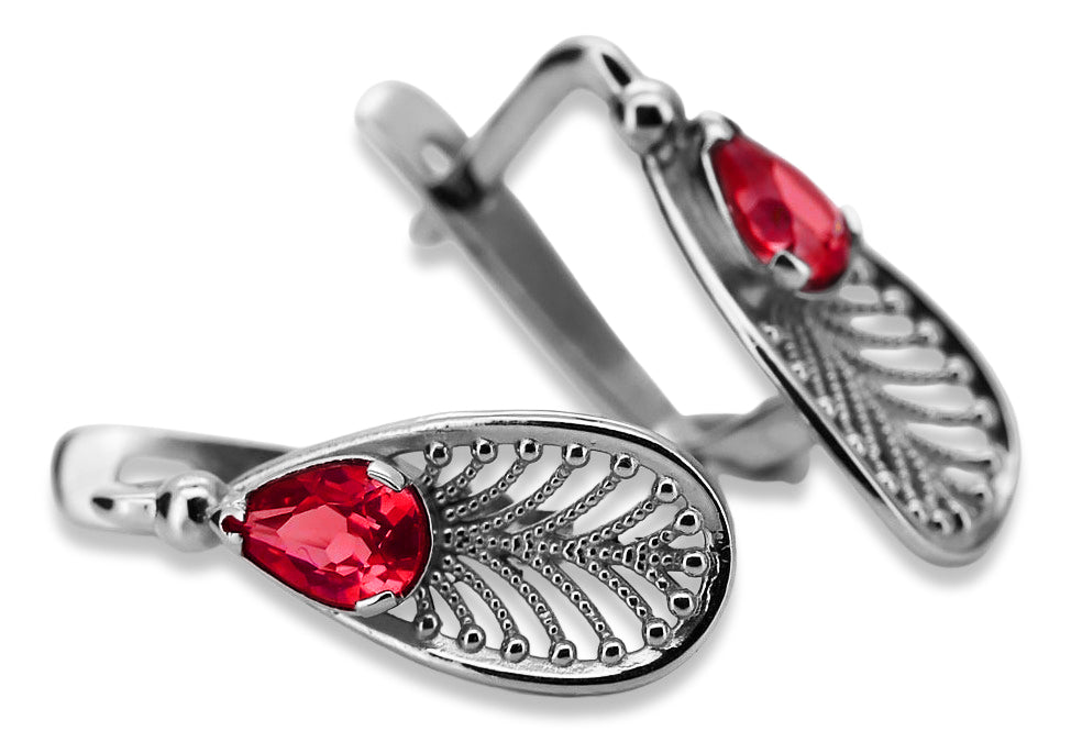 Vintage Vintage 925 Silver ruby earrings vec067s Vintage vec067s-rb