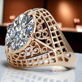 Vintage rose pink 14k gold 585 Cubic Zircon ring vrc030 Vintage