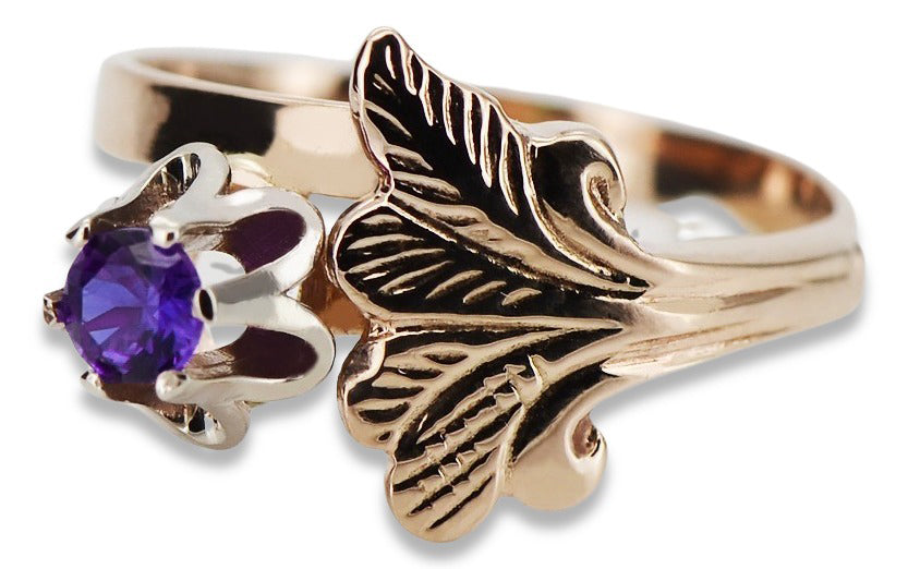 Vintage rose pink 14k gold 585 Alexandrite ring vrc169 Vintage