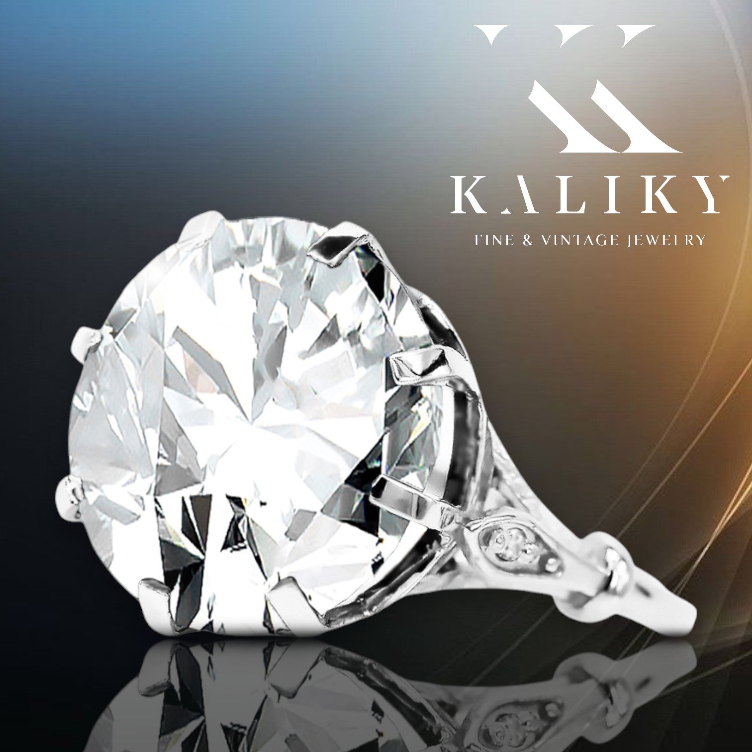 Ring Zircon Sterling silver 925 Vintage style vrc073s vrc073s-zi