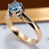 Rose pink 14k gold 585 Aquamarine ring vrc122 Vintage