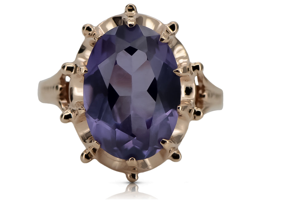 Rose 14k pink gold 585 Alexandrite Ring vrc079 Vintage vrc079r-ax