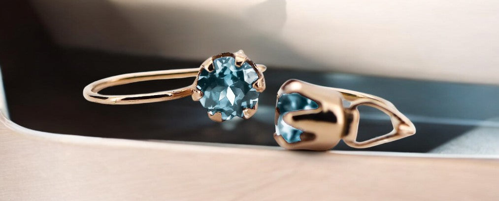 Vintage style Earrings Aquamarine Original Vintage 14K Rose Gold vec056r