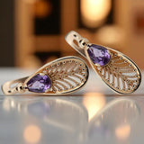 Vintage rose pink 14k 585 gold alexandrite earrings vec067 Vintage