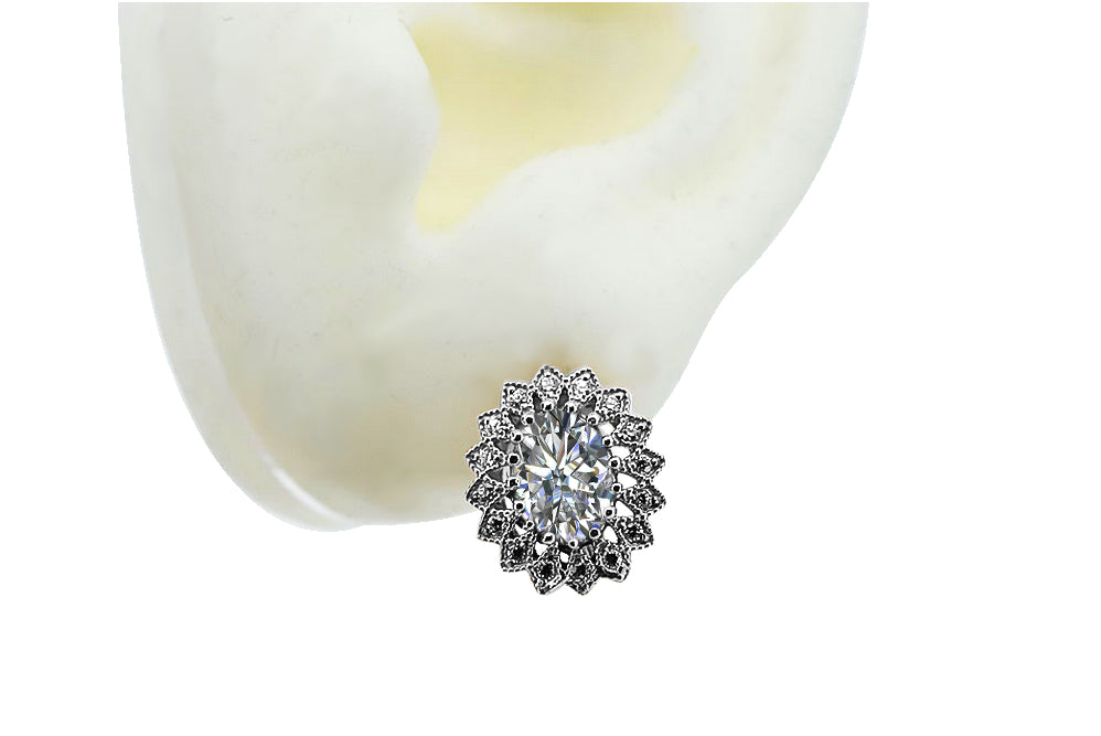 14k white gold 585 zirocne earrings vec125w Vintage vec125w-zi