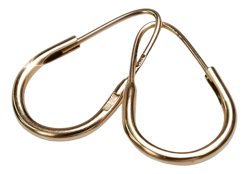 Rose pink 14k 585 gold Vintage Hoops earrings ven016