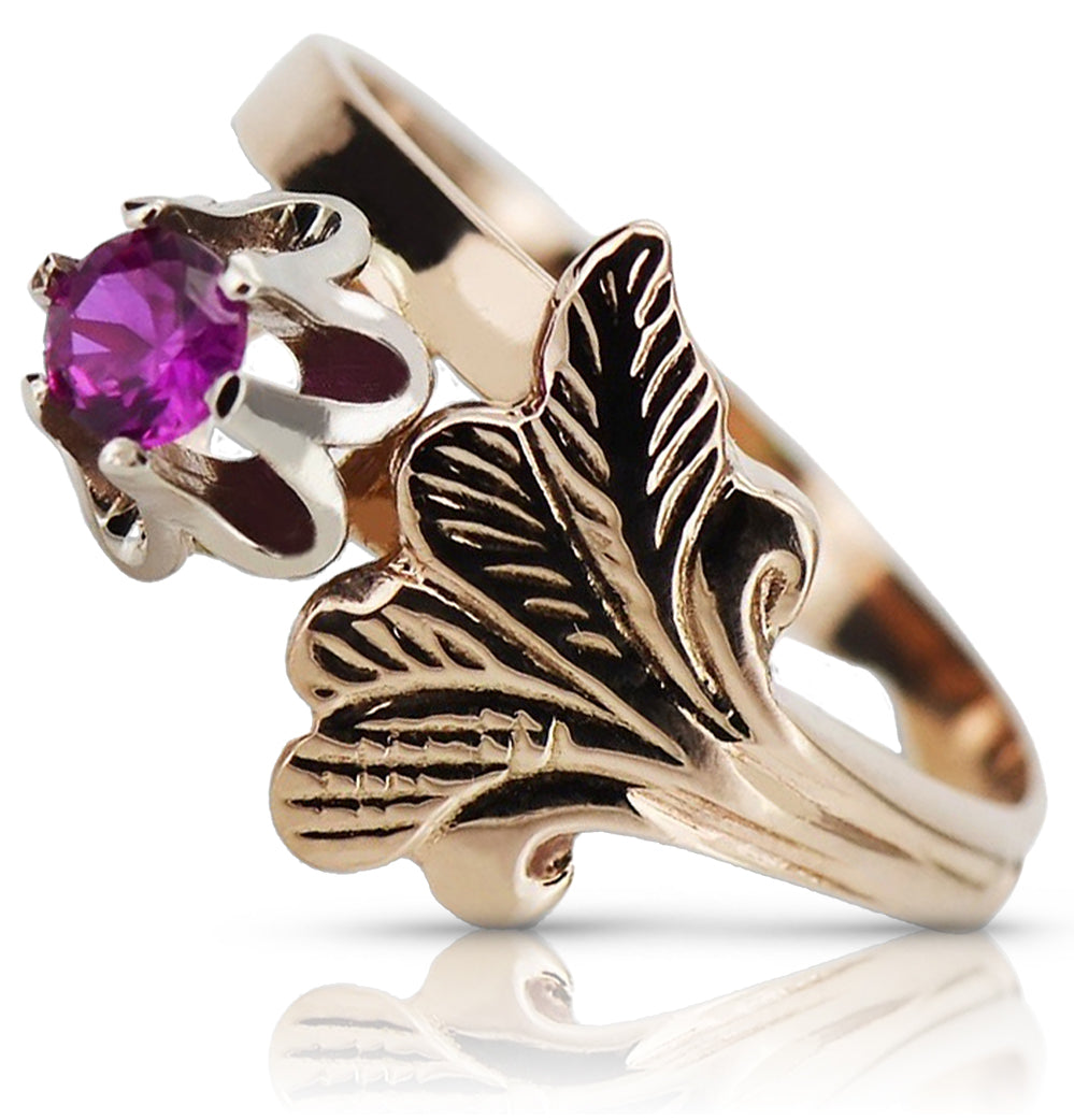 Vintage rose pink 14k gold 585 Ruby ring vrc169 Vintage