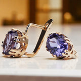 Earrings Alexandrite Original Vintage 14K Rose Gold Vintage style vec016r