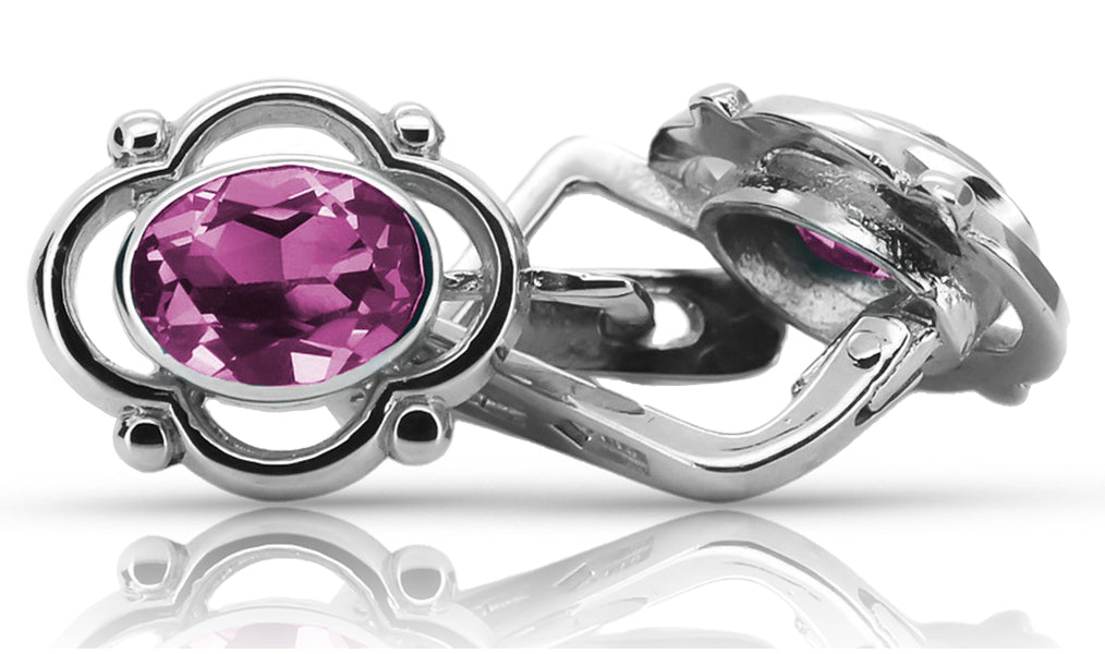 Vintage 925 Silver amethyst earrings vec033s Russian Soviet style vec033s-am