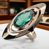 Vintage 14k Rose Gold Sapphire Ring, Oval 8x15mm